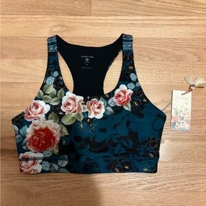 Johnny Was Floral Women's Sports Bra - Teal and Floral XS NWT